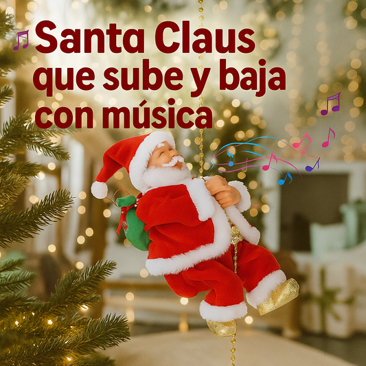 Papá Noel Escalador sube y baja la cuerda musical